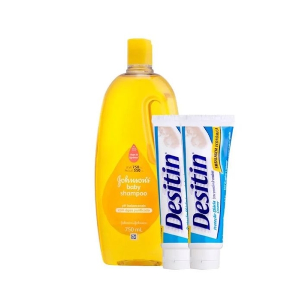 Shampoo Regular Johnsons Baby 750 Ml + 2 Cremes Preventivos de Assadura Desitin 113g