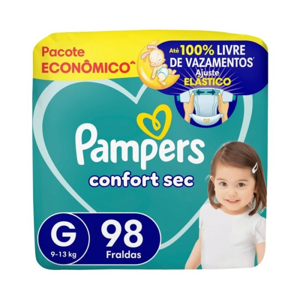 Fralda Pampers Confort Sec G 98 Unidades