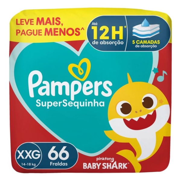 Fralda Pampers Super Sequinha XXG 66 Unidades