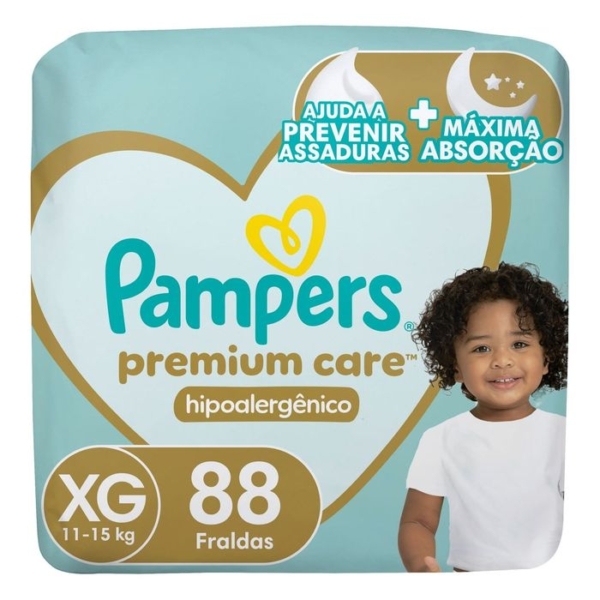 Fralda Infantil Pampers Premium Care Xg 88 Unidades