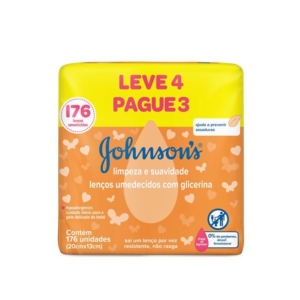 Pack Lenço Umedecido Johnsons Leve 4 Pague 3 Unidades Pacote 176 Folhas