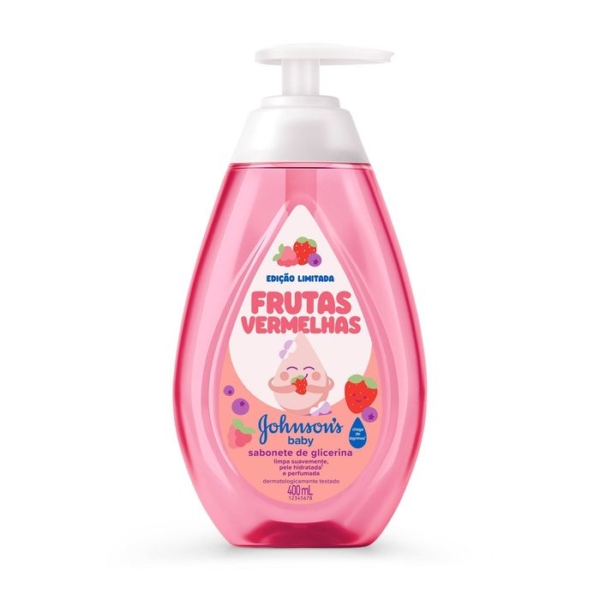 Sabonete Líquido Johnsons Baby De Glicerina Da Cabeça Aos Pés Frutas Vermelhas 400ml Edição Limitada