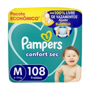 Fralda Pampers Confort Sec M 108 Unidades