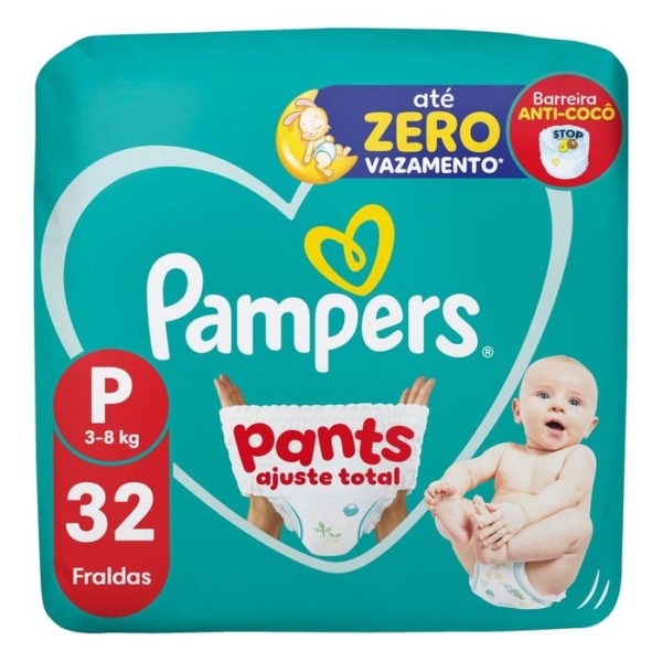 Fralda Pampers Pants Ajuste Total P 32 Unidades