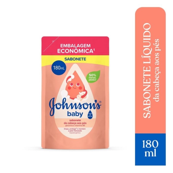 Sabonete Líquido Infantil Johnson's Baby Glicerina da Cabeça aos Pés Refil 180ml