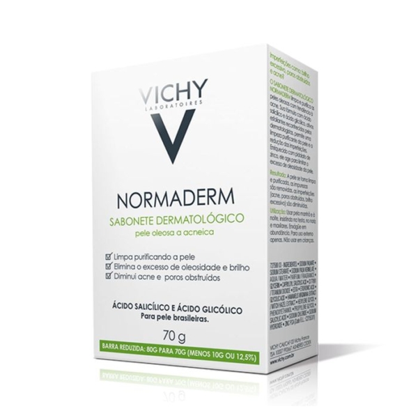 Sabonete em Barra Dermatológico Vichy Normaderm Pele Oleosa e Acneica 70g