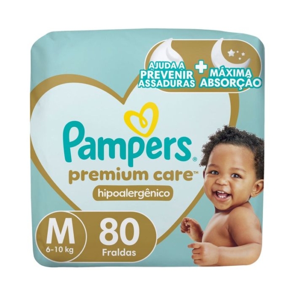 Fralda Pampers Premium Care M 80 Unidades
