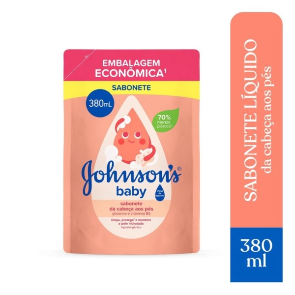 Sabonete Líquido Infantil Johnson's Baby Glicerina da Cabeça aos Pés Refil 380ml