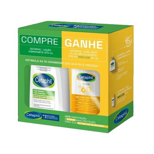 Kit Loção Hidratante Cetaphil 473ml 1 Unidade + Protetor Solar Facial Cetaphil Sun Light Fluid FPS 60 Sem Cor 50ml 1 uni