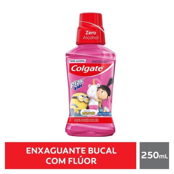Enxaguante Bucal Infantil Colgate Plax Kids Zero Álcool +6 anos Sabor Tutti Frutti 250ml