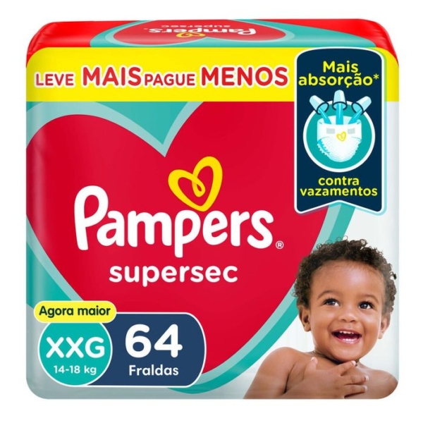 Fralda Pampers Supersec XXG 64 Unidades
