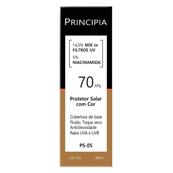 Protetor Solar Facial Principia Skincare PS-05 14,5% Mix de Filtros Uv + 5% Niacinamida FPS 70 Cor 5.0 30ml