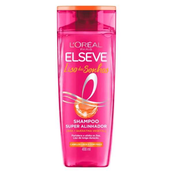 Shampoo Elseve Liso dos Sonhos Super Alinhador com Queratina Shampoo Alisante para Liso Duradouro 400ml