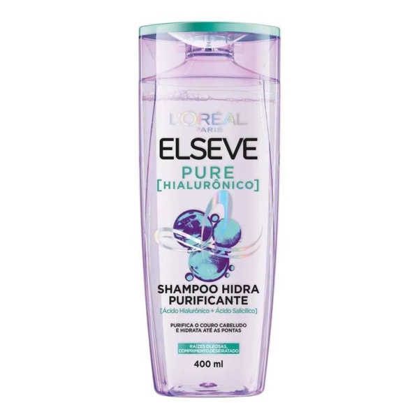 Shampoo L’Oréal Paris Elseve Pure [Hialurônico] Hidra Purificante Hidratação e Preenchimento com Ácido Hialurônico 400ml