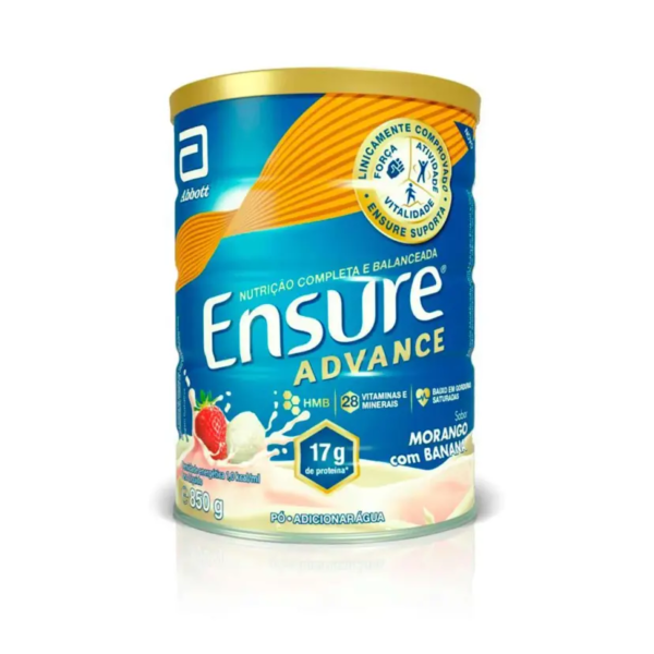 Suplemento Nutricional Ensure Advance Sabor Morango com Banana 850g