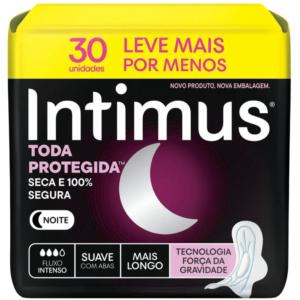 Absorvente Intimus Noturno Toda Protegida Cobertura Suave Com Abas 30 unidades