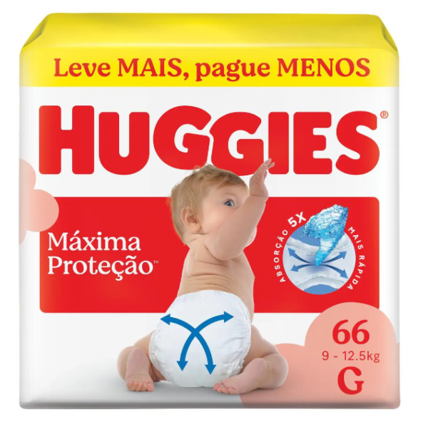 Fralda Huggies Supreme Care G com 66 Unidades
