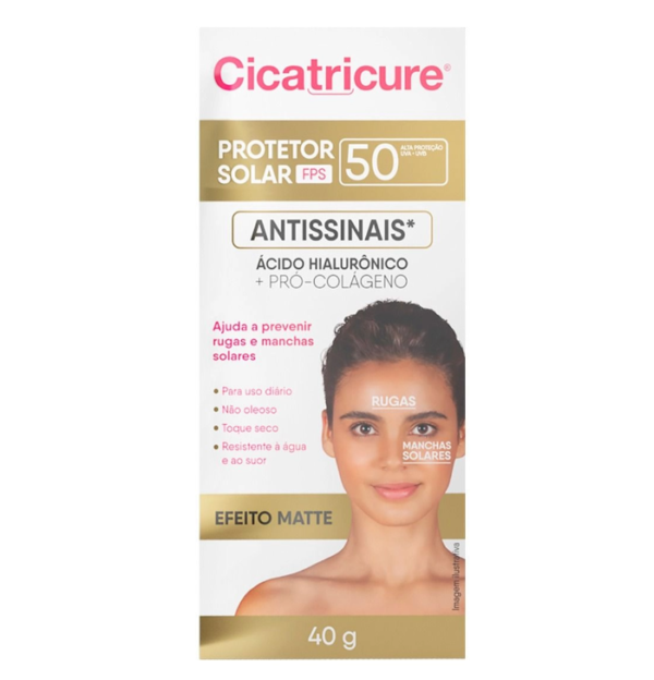 Protetor Solar Facial Cicatricure FPS50 Efeito Matte Antissinais 40g