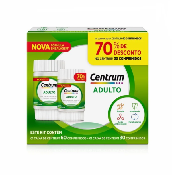 Kit Centrum Adulto Embalagem Econômica Com 90 Cápsulas