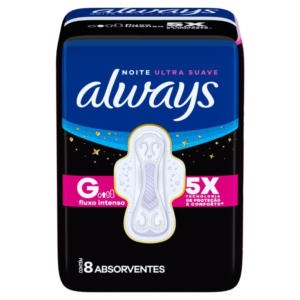 Absorvente Always Noite Longo Suave Com Abas Com 8 Unidades