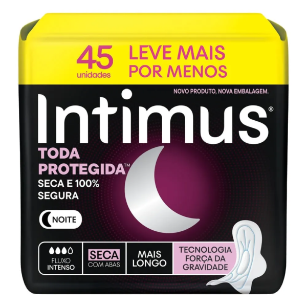 Absorvente Intimus Toda Protegida Noite Com Abas Seca 45 Unidades