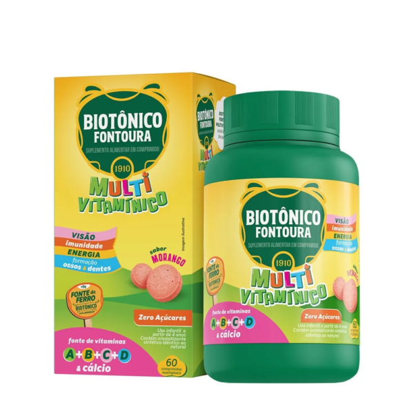 Biotonico Multi Vitaminico Com 60 Comprimidos Mastigaveis Morango