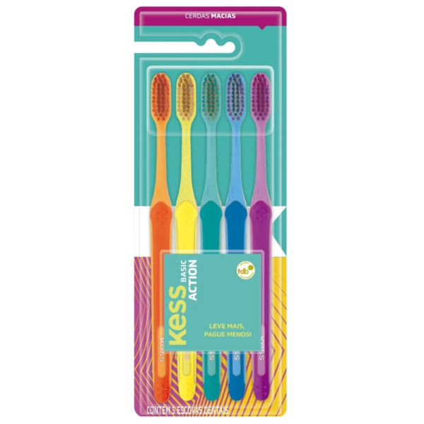 Escova Dental Kess Basic Action Com 5 Unidades Cerdas Macias