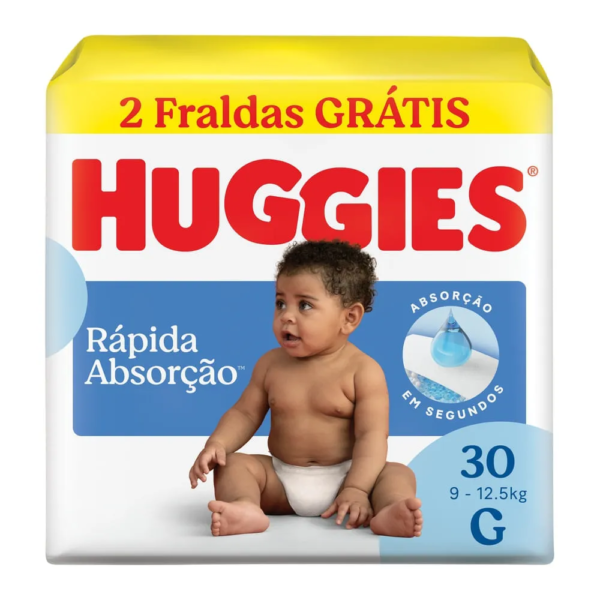 Fralda Huggies G Rápida Absorção 30 Unidades