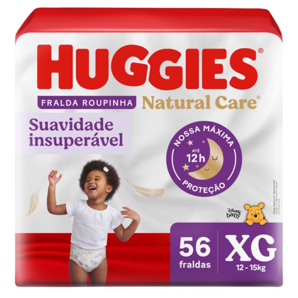 Fralda Huggies Xg Natural Care 56 Unidades Roupinha