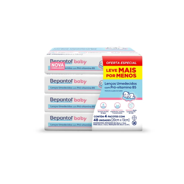 Kit Lenço Umedecido Bepantol Baby Leve 4 Pague 3 48 Unidades Cada