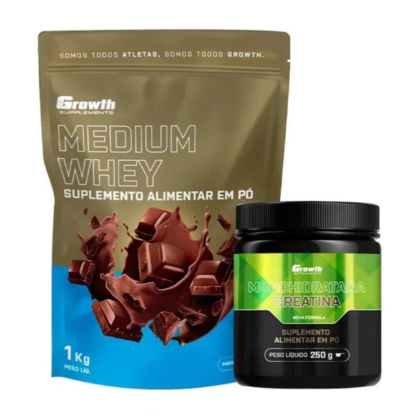 Kit Whey Protein Medium 1kg e Creatina Monohidratada 250g