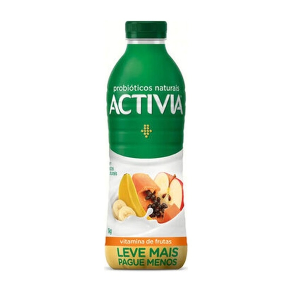 Leite Fermentado Parcialmente Desnatado Vitamina De Frutas Activia Garrafa 1kg Embalagem Econômica