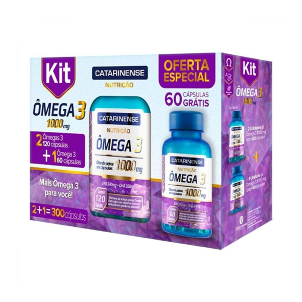Ômega 3 1000mg Catarinense Com 2 Unidades De 120 Cápsulas + 60 Cápsulas