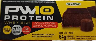 PW10 probene Barra de proteínas sabor chocolate com cobertura sabor chocolate ao leite sem adição de açúcar