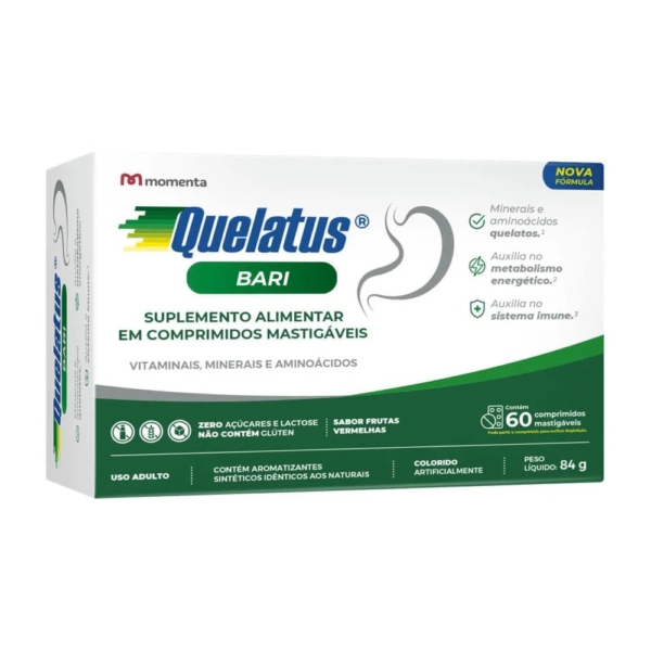 Quelatus Bari Nova Formula Com 60 Comprimidos Mastigaveis Frutas Vermelhas