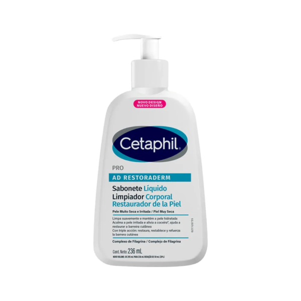 Sabonete Liquido Cetaphil Pro Ad Restoraderm Para Pele Irritada A Seca 236ml