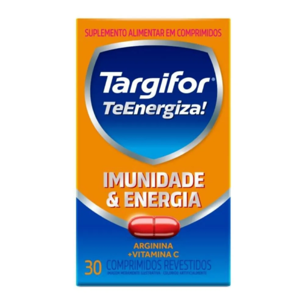 Vitamina C 500mg + Arginina 500mg Targifor Te Energiza Imunidade E  Energia 30 Comprimidos