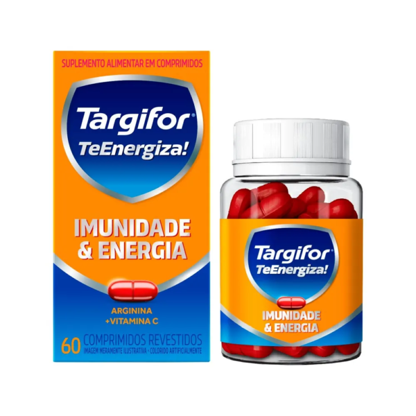 Vitamina C 500mg + Arginina 500mg Targifor Te Energiza Imunidade E  Energia 60 Comprimidos