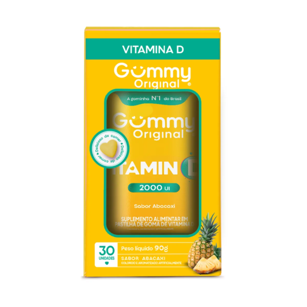 Vitamina D 2.000UI Gummy Vitamin D Abacaxi 30 gomas