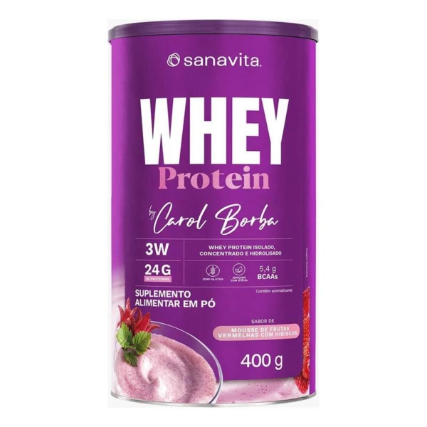 Whey Protein 3W Sanavita Carol Borba Mousse de Frutas Vermelhas com Hibiscus 400g